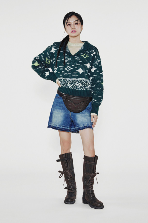 LUCKY CHOUETTE - 스웨터 - [Holiday Edition] Sailor Jacquard Knitwear Pullover (green)