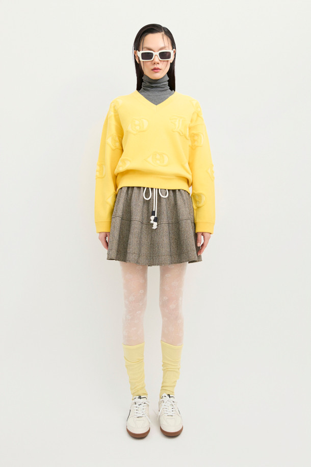 LUCKY CHOUETTE - 스웨터 - Emblem Weaves Knit Pullover (yellow)