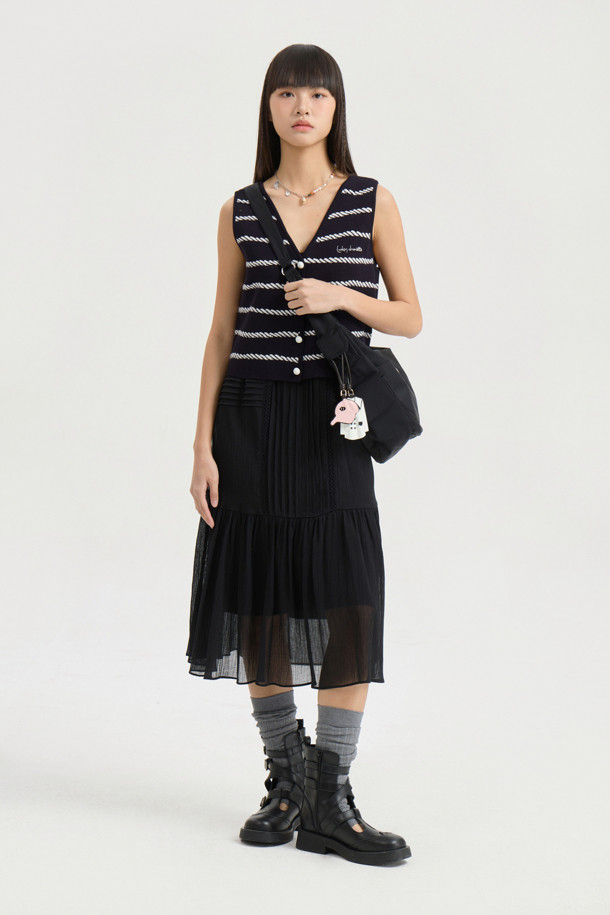 LUCKY CHOUETTE - 베스트 - Stripe Knit Vest (dark navy)