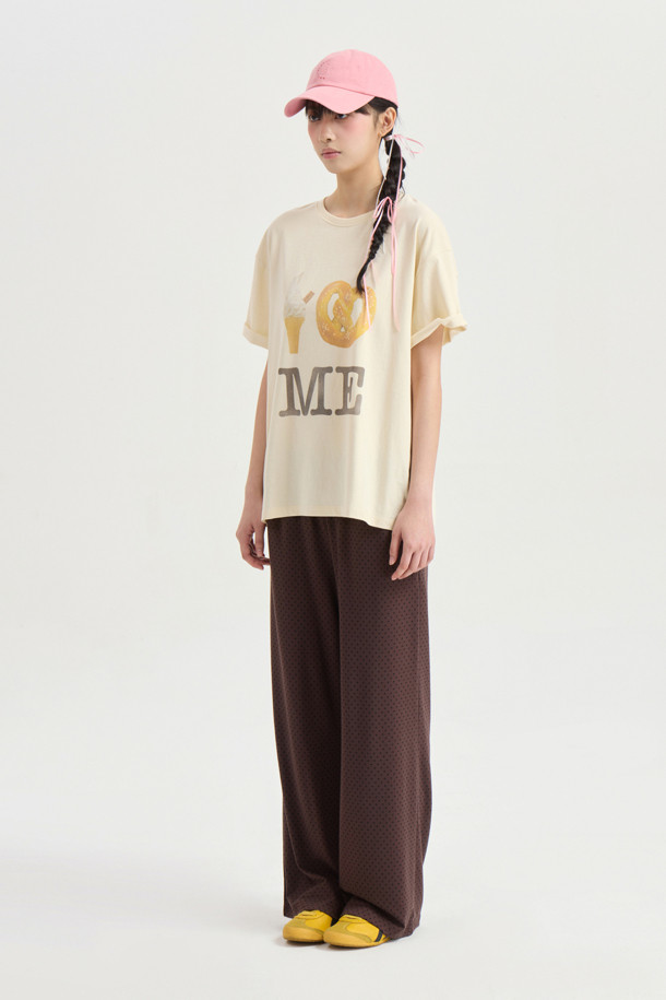 LUCKY CHOUETTE - 롱/미디팬츠 - Chouetties by LUCKY CHOUETTE_Pattern Jersey Long Pants (brown)