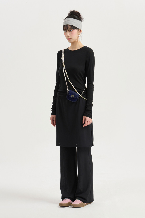 LUCKY CHOUETTE - 긴소매 티셔츠 - Chouetties by LUCKY CHOUETTE_Sheer Slim Fit Long Sleeve T-shirts (black)