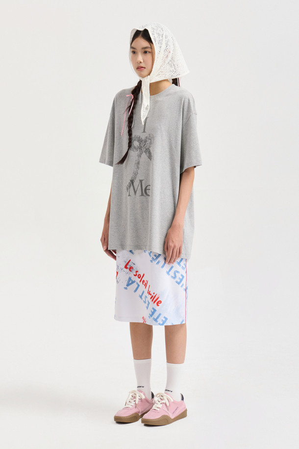 LUCKY CHOUETTE - 반소매 티셔츠 - Chouetties by LUCKY CHOUETTE_Graphic Semi Over Fit Half Sleeve T-shirt (melange grey)