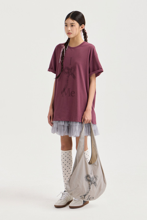 LUCKY CHOUETTE - 반소매 티셔츠 - [Re-Order] Chouetties by LUCKY CHOUETTE_Graphic Semi Over Fit Half Sleeve T-shirt (purple)