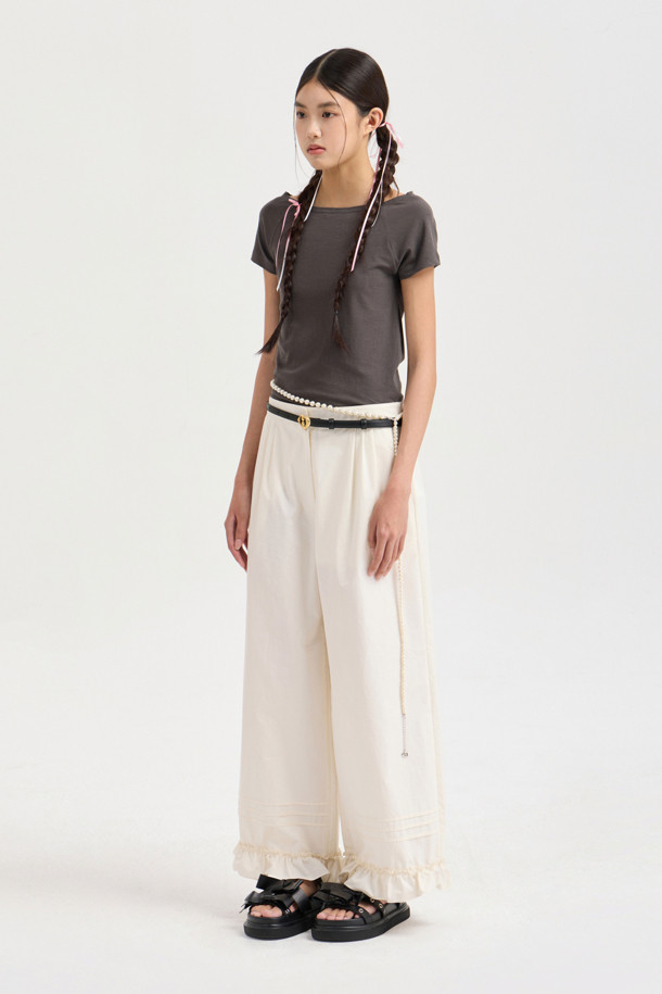 LUCKY CHOUETTE - 반소매 티셔츠 - Chouetties by LUCKY CHOUETTE_Boat Neck Half Sleeve T-shirt (grey)
