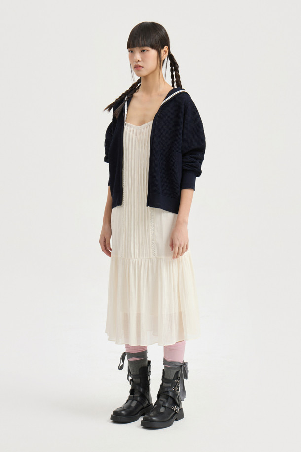 LUCKY CHOUETTE - 민소매 원피스 - Tuck Slip Dress (ivory)