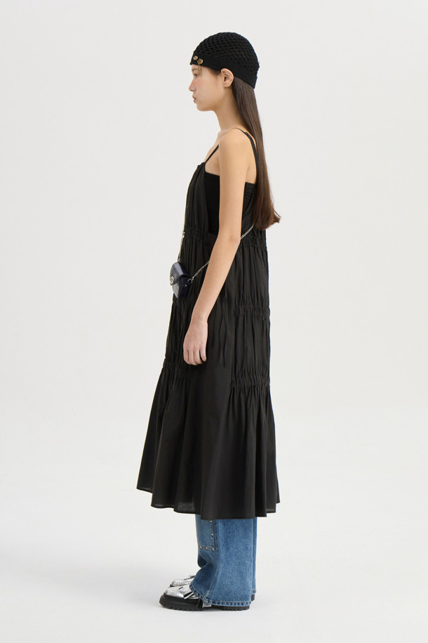 LUCKY CHOUETTE - 민소매 원피스 - [Atelier] Shirring Sleeveless Dress (black)