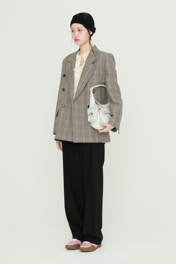 LUCKY CHOUETTE - 자켓 - Embroidered Button Check Double Jacket (multi color)