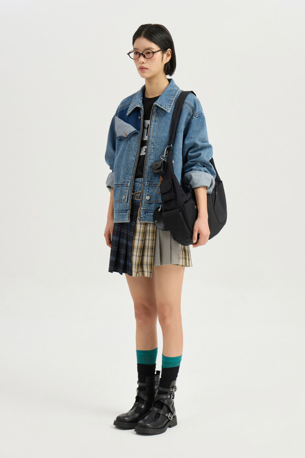 LUCKY CHOUETTE - 자켓 - Front Detail Denim Collar Jacket (blue)