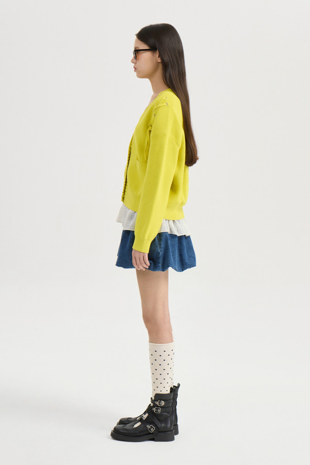 LUCKY CHOUETTE - 데님 - [Atelier] Denim Volume Mini Skirt (blue)