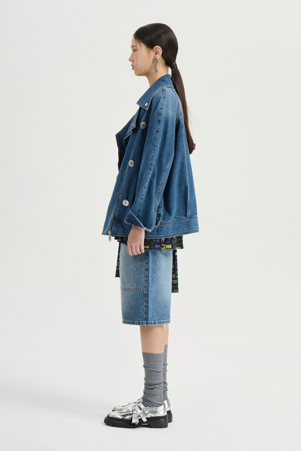 LUCKY CHOUETTE - 데님 - [Atelier] Studded Denim Shorts (blue)