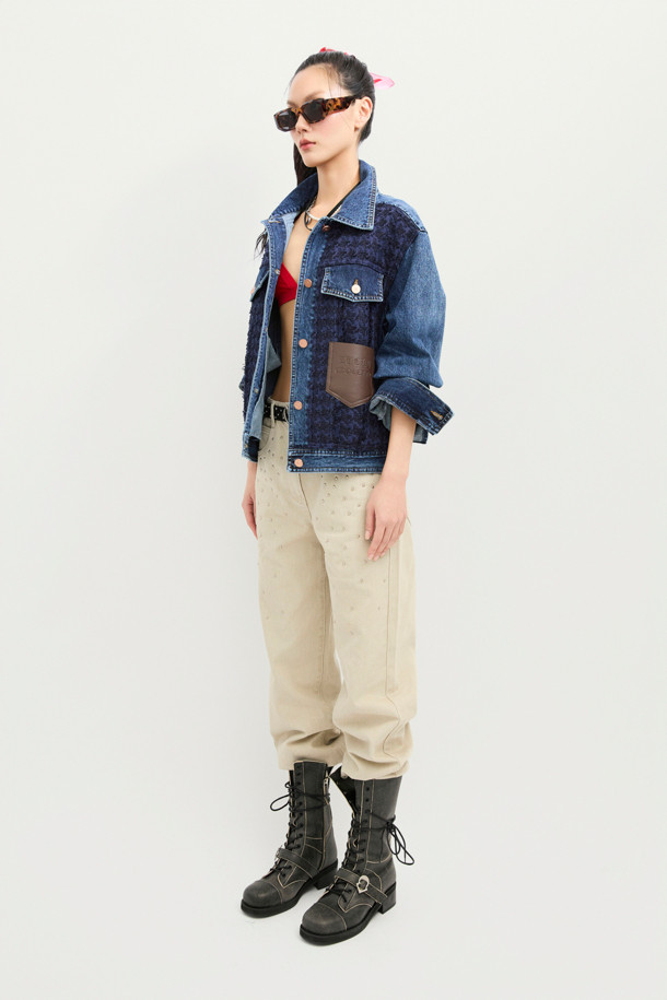 LUCKY CHOUETTE - 자켓 - Tweed MIX Denim Jacket (blue)