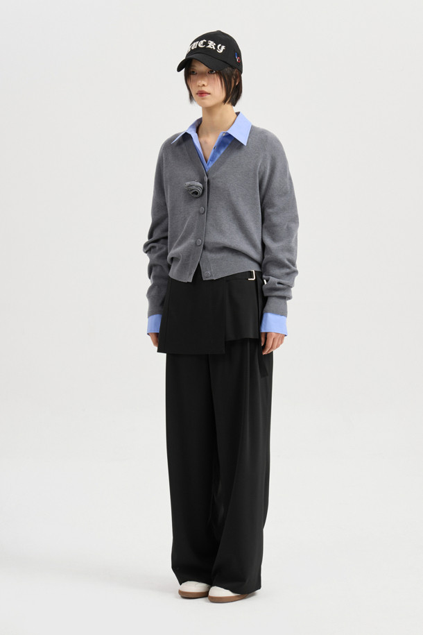 LUCKY CHOUETTE - 롱/미디팬츠 - Detachable Wrap Detail Pants (black)