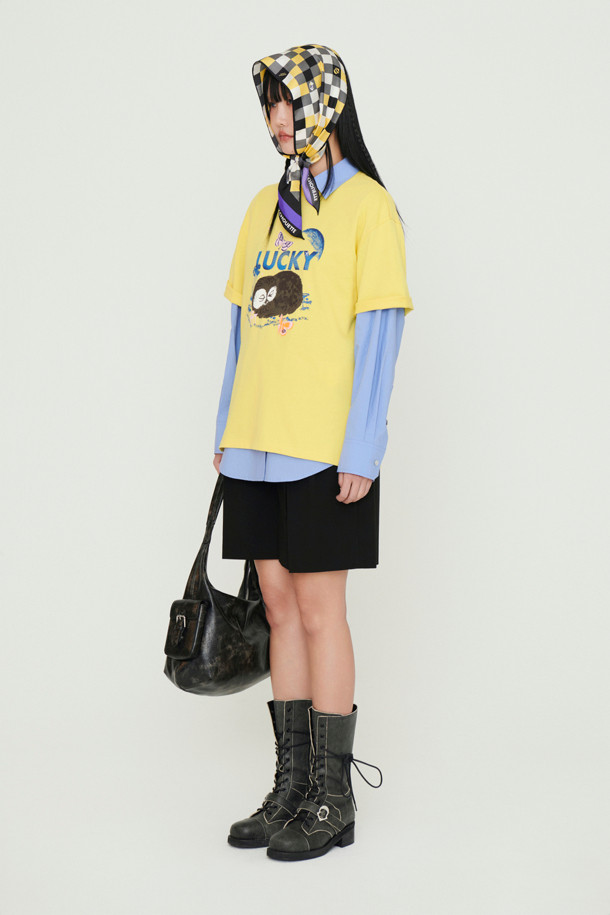 LUCKY CHOUETTE - 쇼트팬츠 - Fabric Belt Sideband Shorts (black)