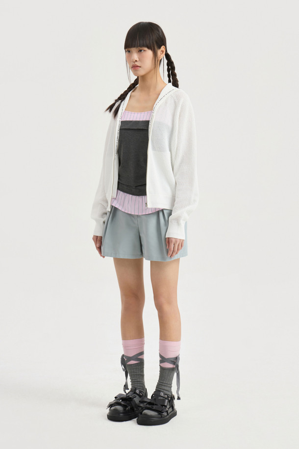 LUCKY CHOUETTE - 쇼트팬츠 - Tuck Point Back Banding Shorts (mint)