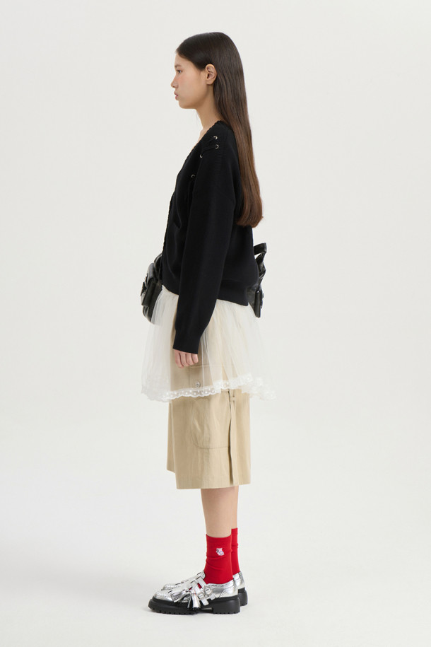 LUCKY CHOUETTE - 쇼트팬츠 - [Atelier] Pocket Point Back Banding Midi Shorts (beige)