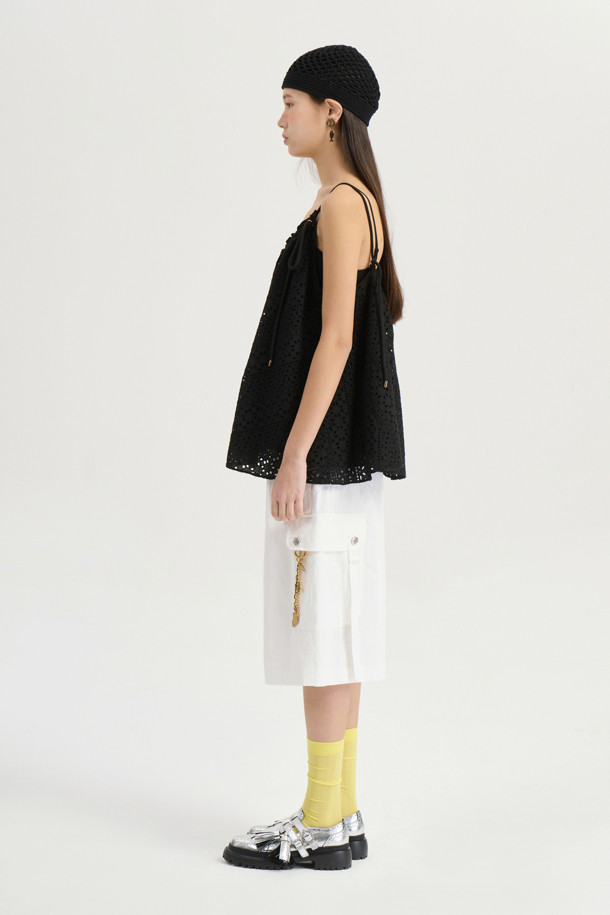 LUCKY CHOUETTE - 쇼트팬츠 - [Atelier] Pocket Point Back Banding Midi Shorts (ivory)