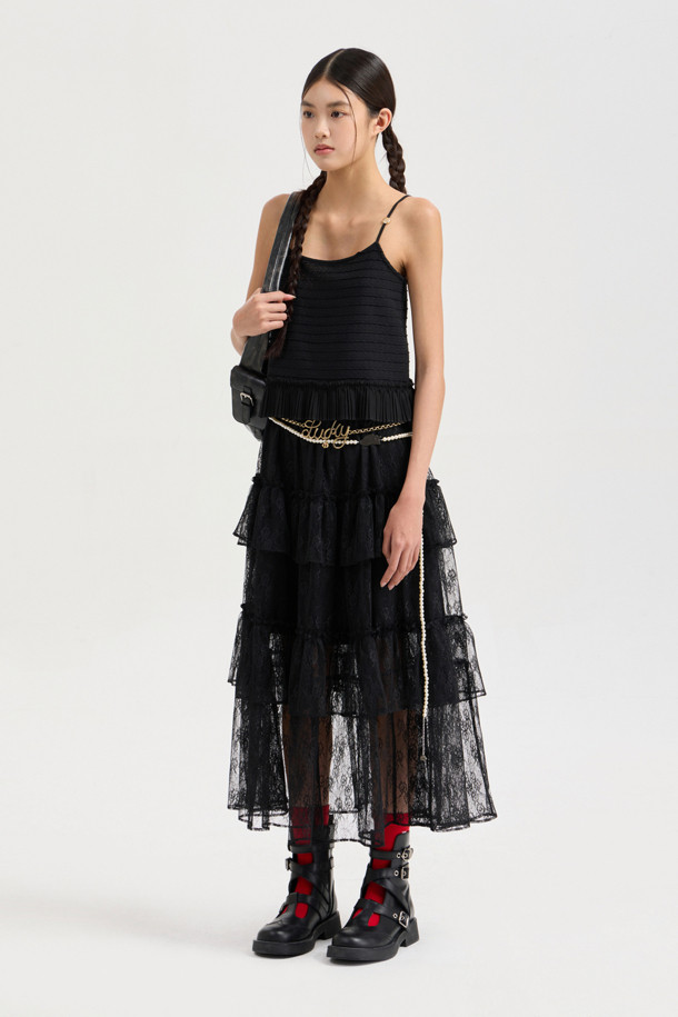 LUCKY CHOUETTE - 블라우스 - Pleats Jersey Top Blouse (black)