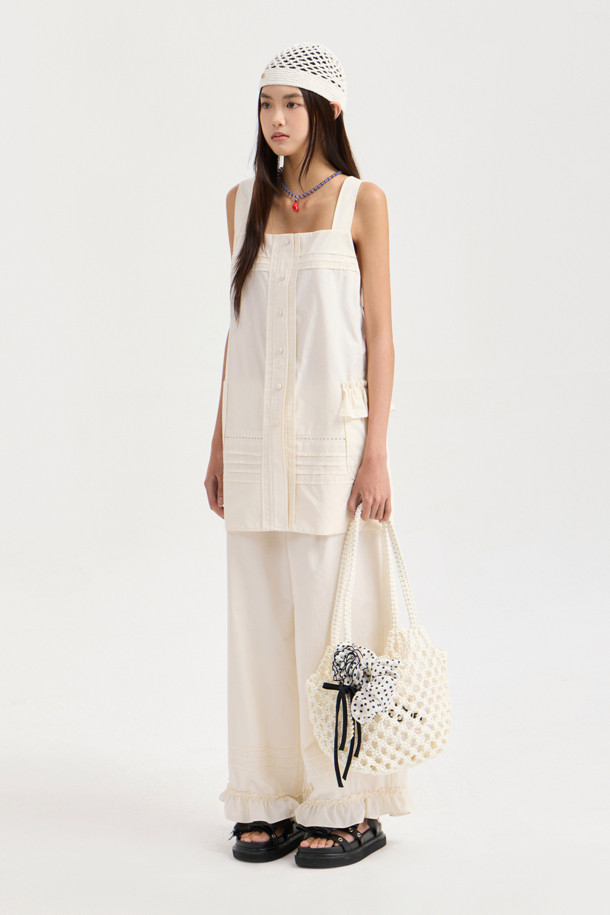 LUCKY CHOUETTE - 블라우스 - Sleeveless Pin Tuck Blouse (ivory)