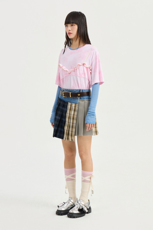 LUCKY CHOUETTE - 반소매 티셔츠 - Bustier Point Half Sleeve T-shirt (pink)