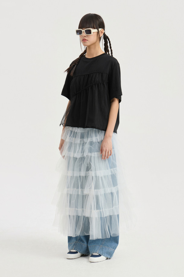 LUCKY CHOUETTE - 반소매 티셔츠 - Mesh Point Half Sleeve T-shirt (black)