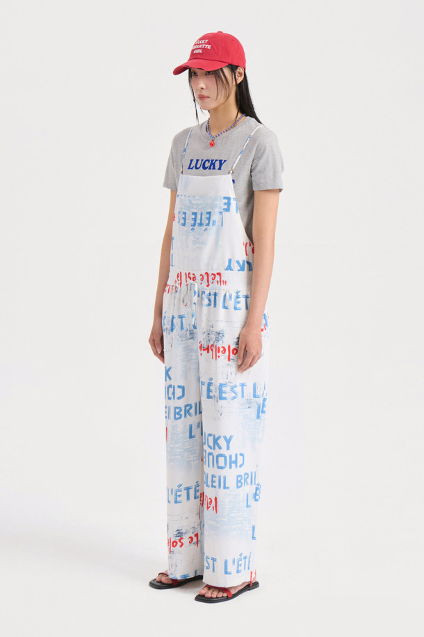 LUCKY CHOUETTE - 반소매 티셔츠 - [Re-Order] Lettering Point Slim Fit Half Sleeve T-shirt (melange grey)