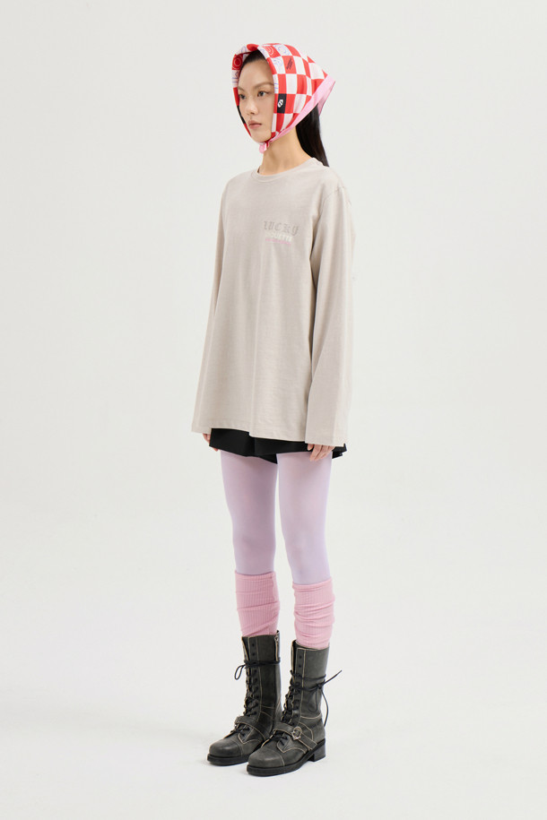 LUCKY CHOUETTE - 긴소매 티셔츠 - Pigment Loose-Fit Long-Sleeved T-shirt (light beige)