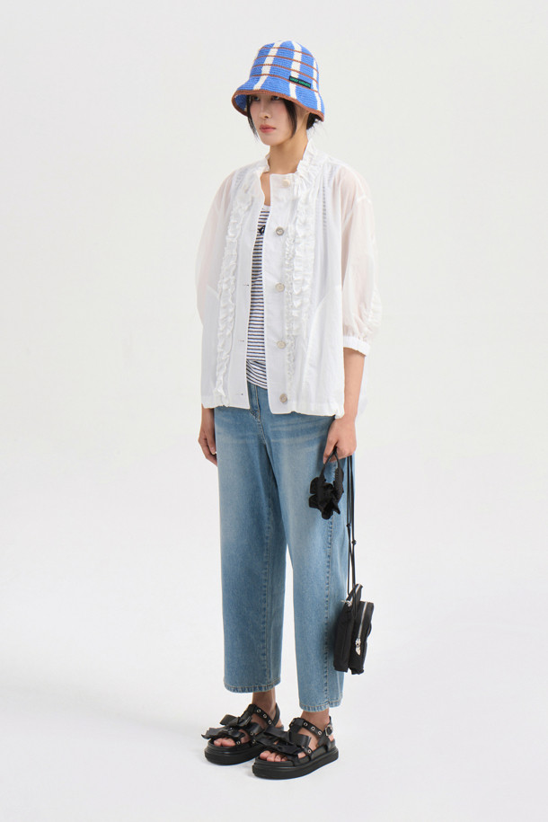 LUCKY CHOUETTE - 점퍼 - [Re-Order] Button Up Frill Jumper (white)