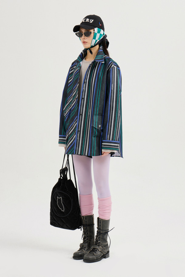 LUCKY CHOUETTE - 점퍼 - Striped Printed Shirt-type Jumper (multi color)