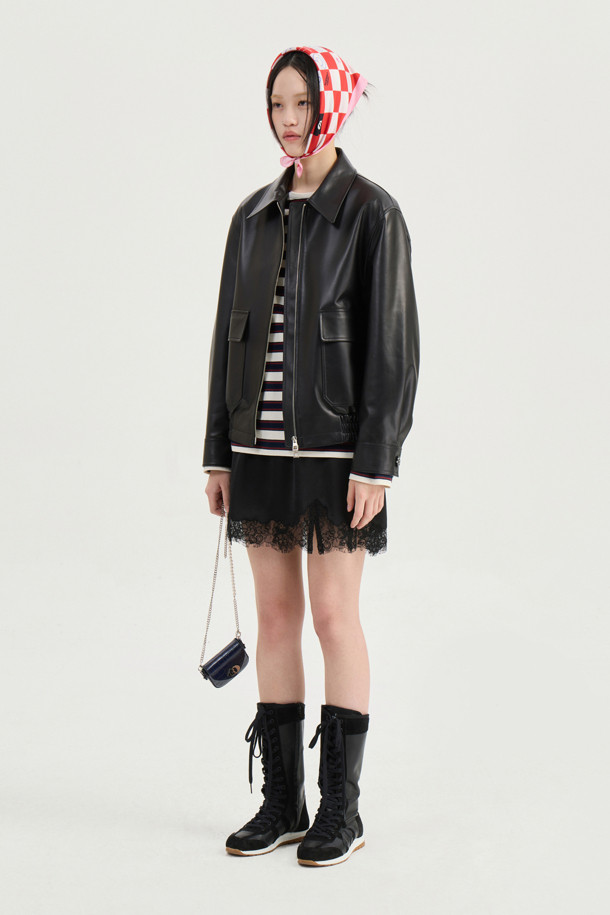 LUCKY CHOUETTE - 점퍼 - [Atelier] Work Jacket Real Leather Jumper (black)