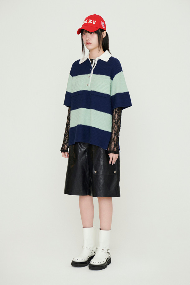 LUCKY CHOUETTE - 스웨터 - Stripe Terry Knit Pullover (navy)