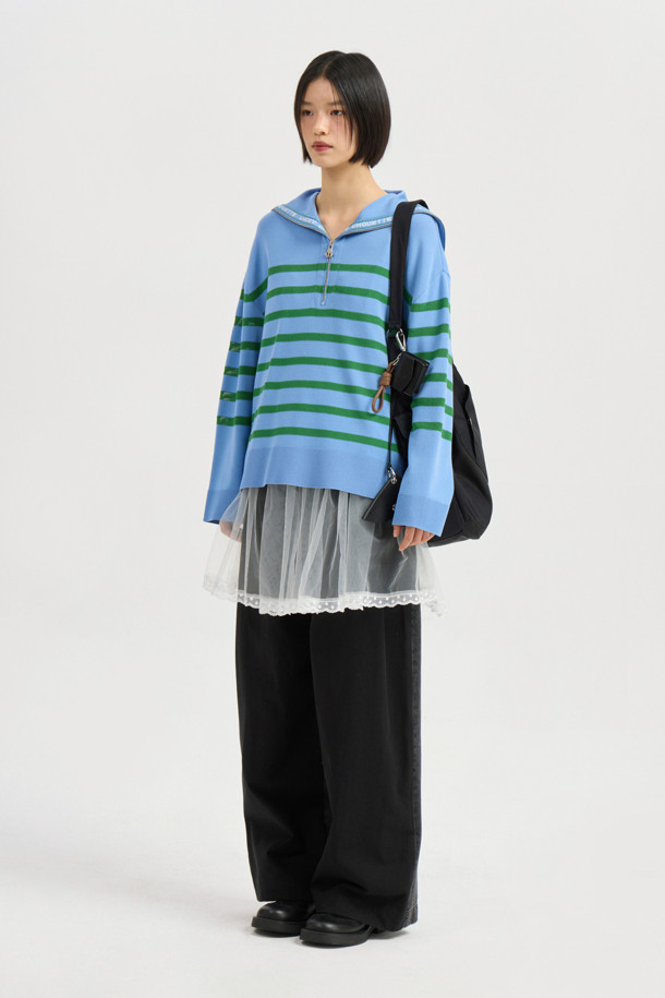 LUCKY CHOUETTE - 스웨터 - Sailor Zip up Pullover (blue)