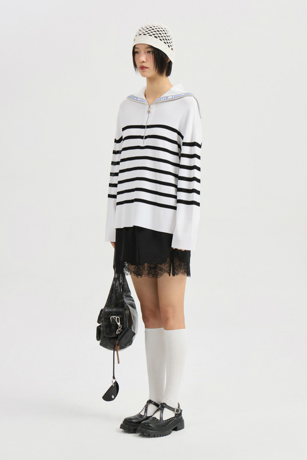 LUCKY CHOUETTE - 스웨터 - Sailor Zip up Pullover (ivory)