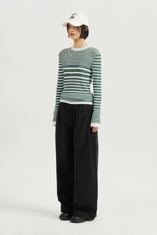 LUCKY CHOUETTE - 스웨터 - Stripe Slim Fit Pullover (green)