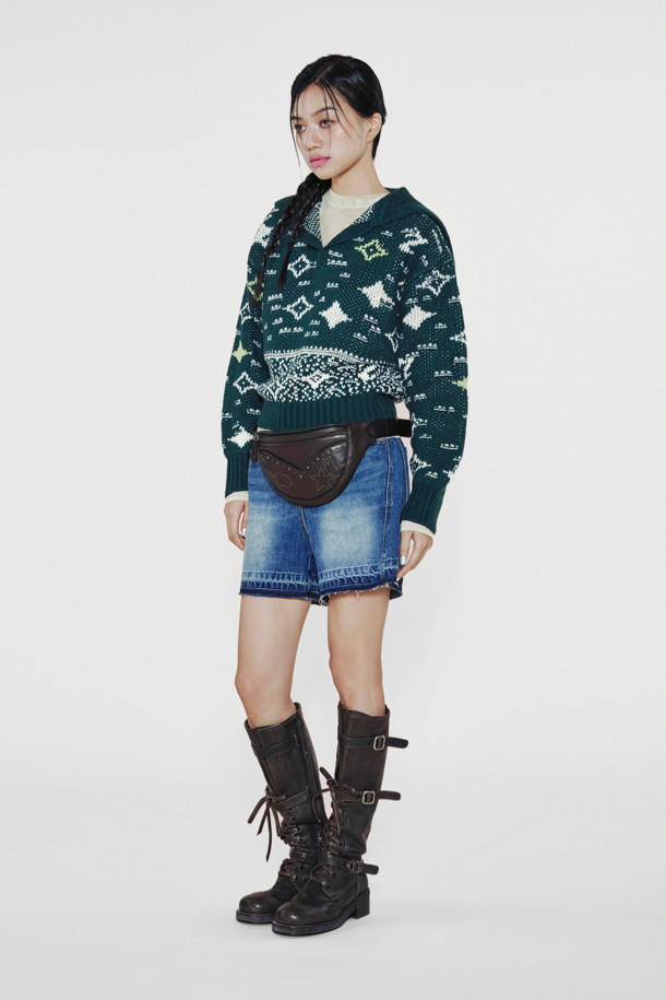 LUCKY CHOUETTE - 스웨터 - [Holiday Edition] Sailor Jacquard Knitwear Pullover (green)