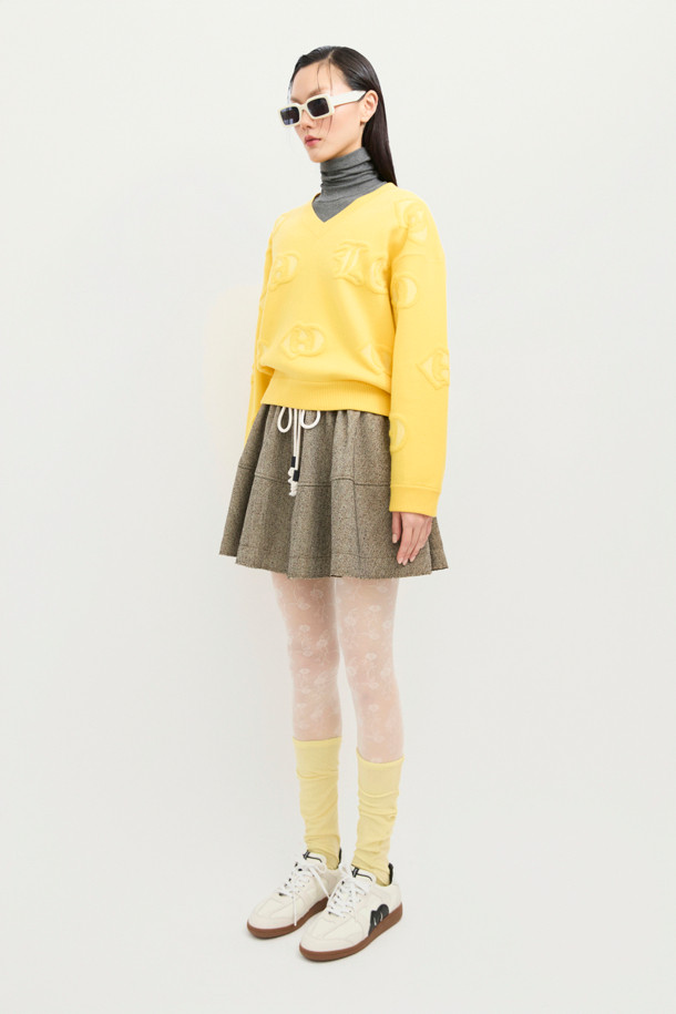 LUCKY CHOUETTE - 스웨터 - Emblem Weaves Knit Pullover (yellow)