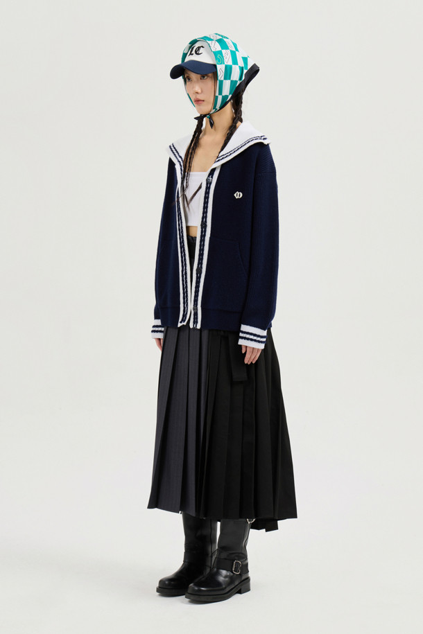 LUCKY CHOUETTE - 가디건 - Mini Sailor Knit Cardigan (navy)