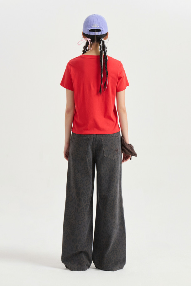 LUCKY CHOUETTE - 롱/미디팬츠 - Chouetties by LUCKY CHOUETTE_Leopard Denim Pants (dark grey)