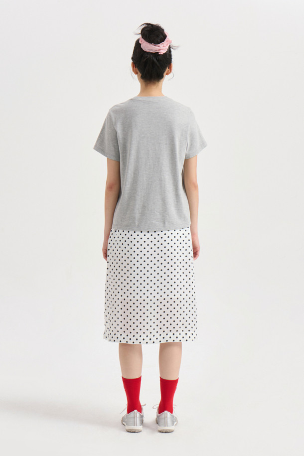 LUCKY CHOUETTE - 반소매 티셔츠 - Chouetties by LUCKY CHOUETTE_Ribbon Point Half Sleeve T-shirt (melange grey)