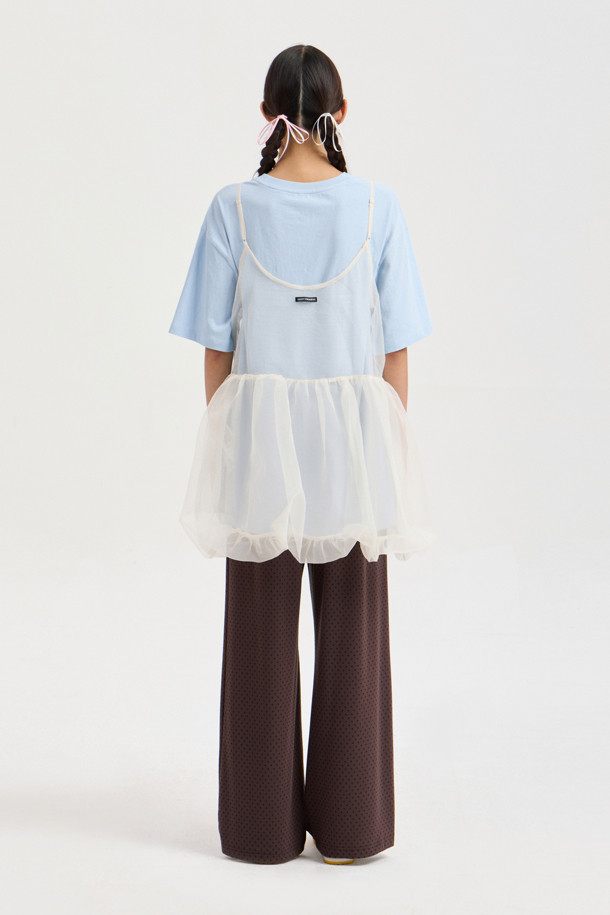 LUCKY CHOUETTE - 반소매 티셔츠 - [Re-Order] Chouetties by LUCKY CHOUETTE_Graphic Semi Over Fit Half Sleeve T-shirt (light blue)