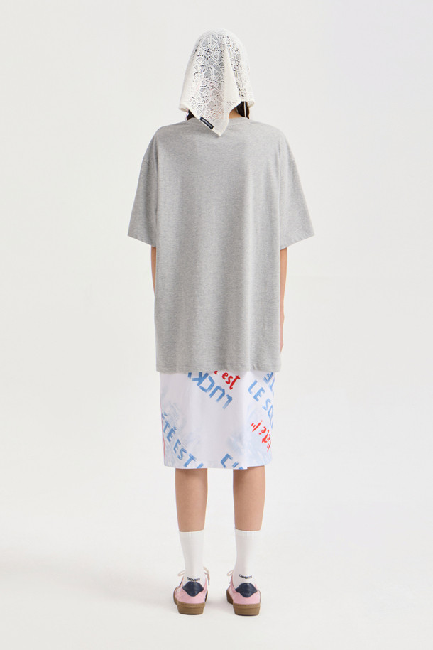 LUCKY CHOUETTE - 반소매 티셔츠 - Chouetties by LUCKY CHOUETTE_Graphic Semi Over Fit Half Sleeve T-shirt (melange grey)