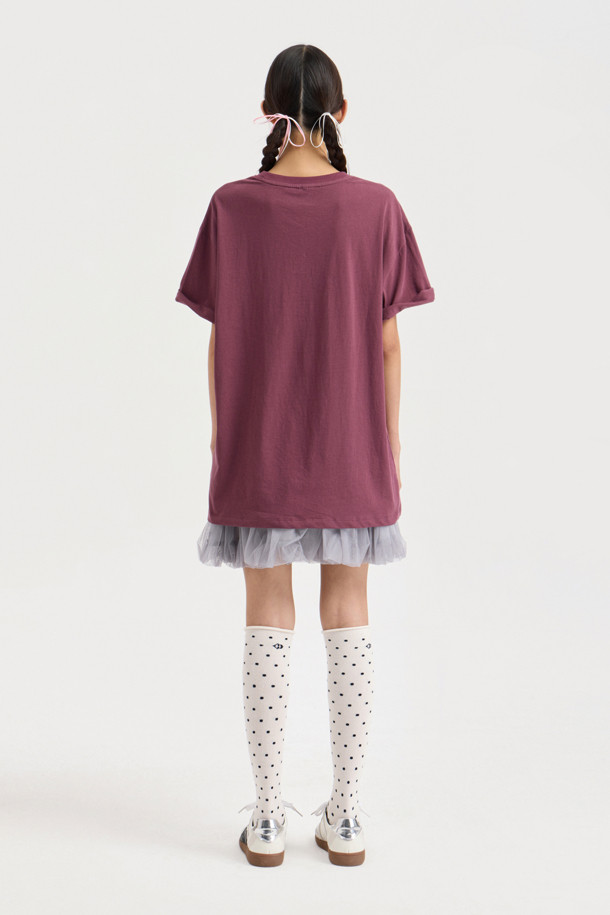 LUCKY CHOUETTE - 반소매 티셔츠 - [Re-Order] Chouetties by LUCKY CHOUETTE_Graphic Semi Over Fit Half Sleeve T-shirt (purple)