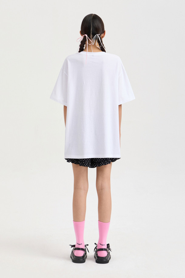 LUCKY CHOUETTE - 반소매 티셔츠 - Chouetties by LUCKY CHOUETTE_Graphic Semi Over Fit Half Sleeve T-shirt (white)