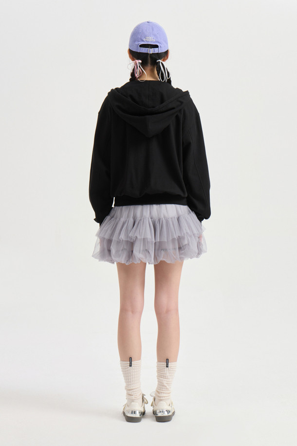LUCKY CHOUETTE - 점퍼 - Chouetties by LUCKY CHOUETTE_Ribbon Point Hood Jumper (black)