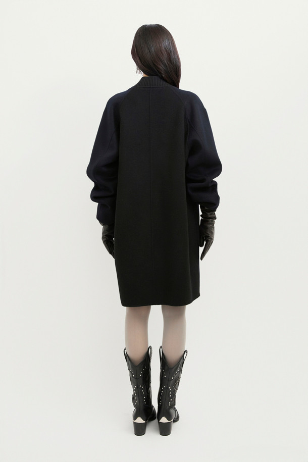 LUCKY CHOUETTE - 코트 - [Handmade] Collarless Leather Pocket Coat (dark navy)