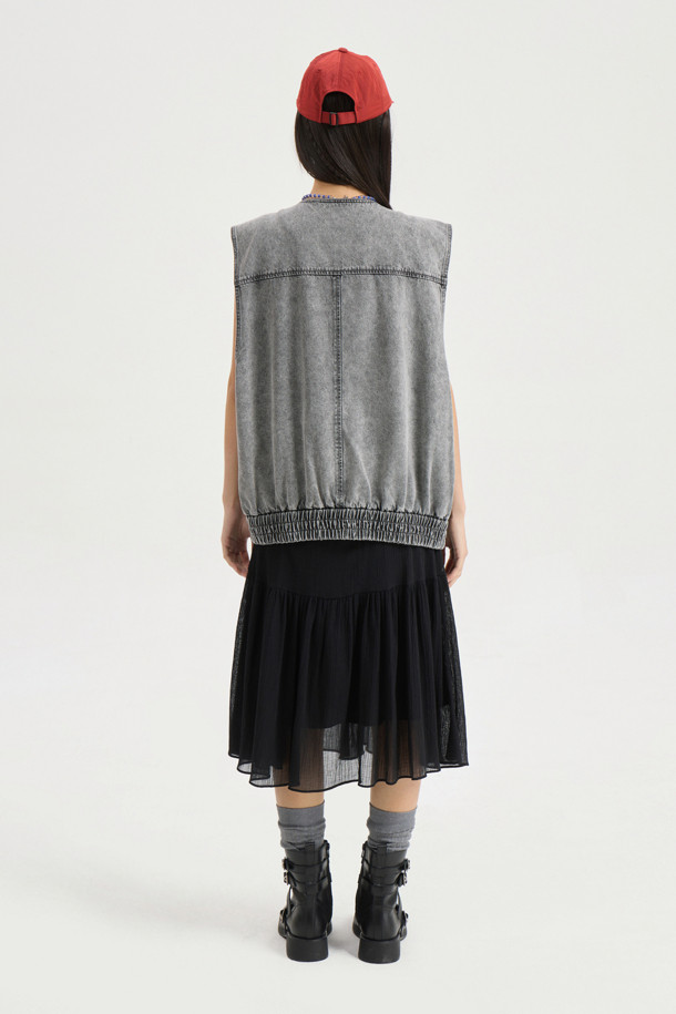 LUCKY CHOUETTE - 민소매 원피스 - Tuck Slip Dress (black)