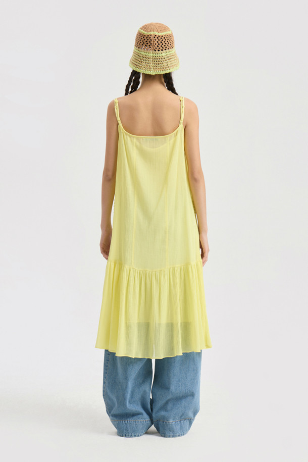LUCKY CHOUETTE - 민소매 원피스 - Tuck Slip Dress (yellow)