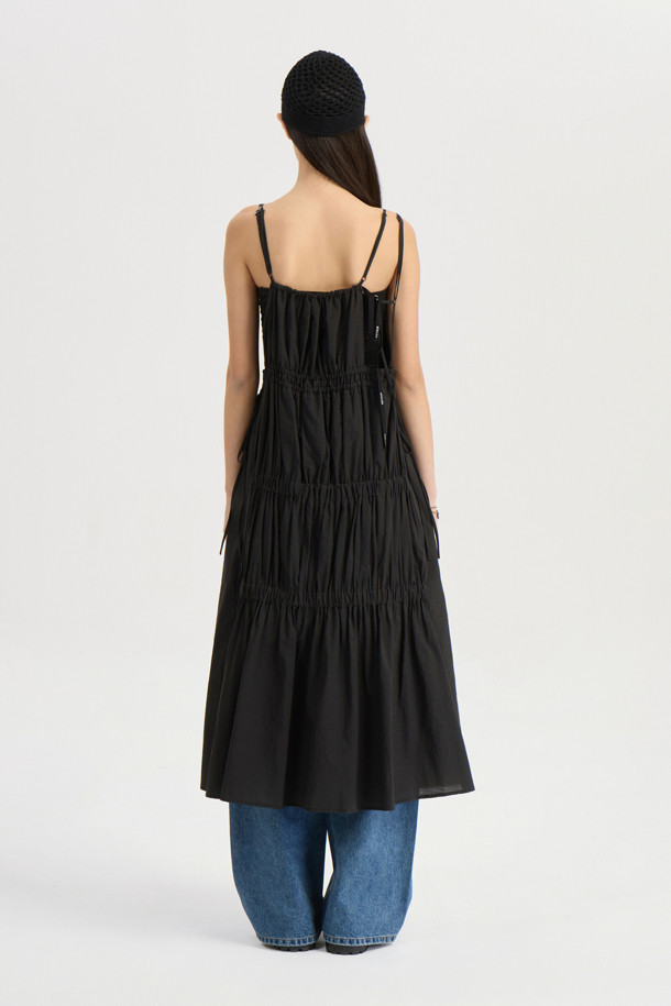 LUCKY CHOUETTE - 민소매 원피스 - [Atelier] Shirring Sleeveless Dress (black)