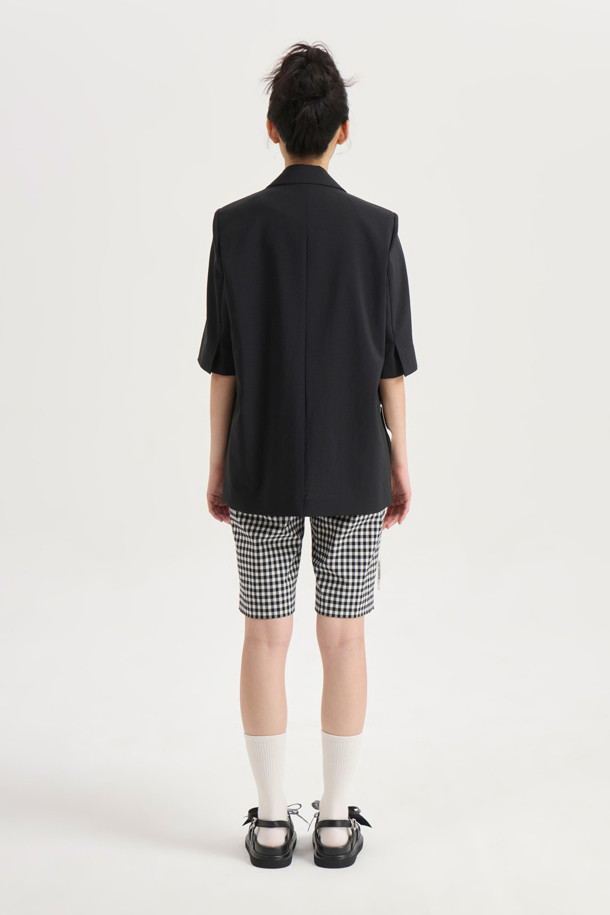 LUCKY CHOUETTE - 자켓 - Poly Single Half Sleeve Jacket (black)
