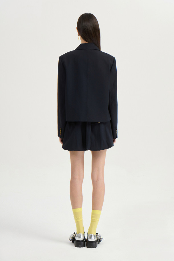 LUCKY CHOUETTE - 자켓 - [Atelier] Wool Cotton Crop Jacket (dark navy)