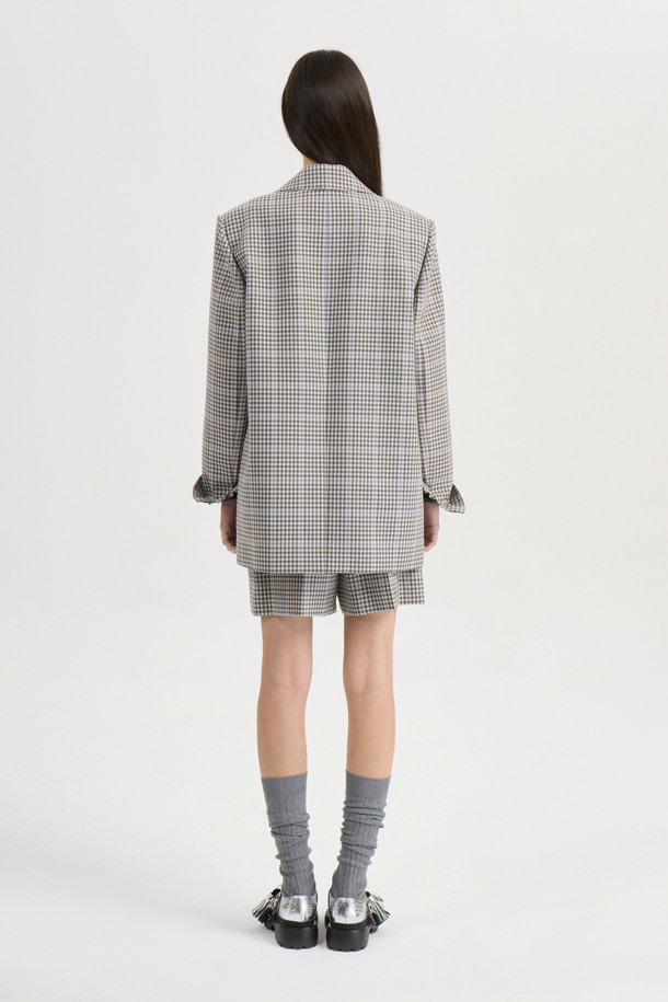 LUCKY CHOUETTE - 자켓 - [Atelier] Pocket Button Double Check Jacket  (beige)